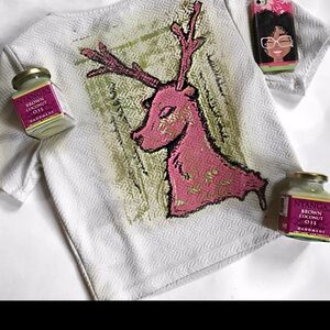 Forever 21 White Crop Top with Customized Pink Deer Design by #EscadaGordon